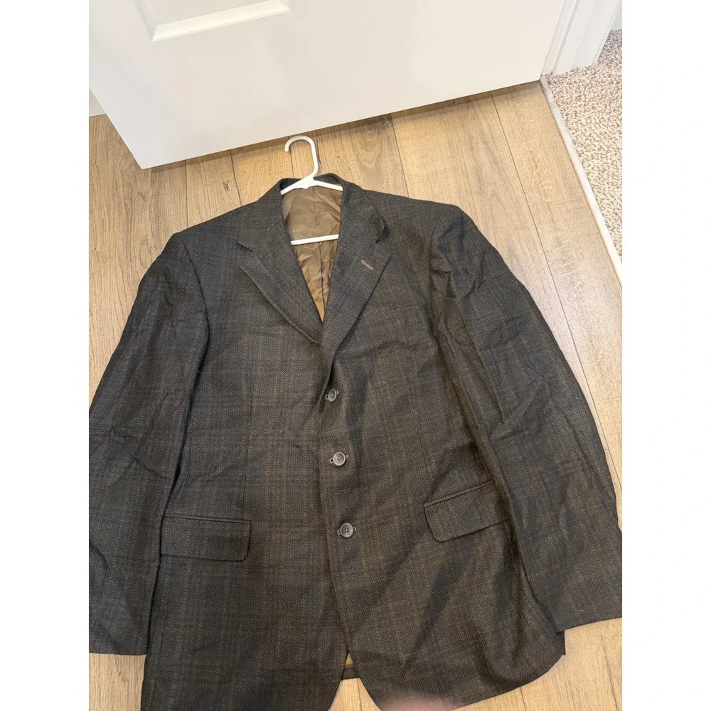 Hardwick Clothes Mens 42R Brown Plaid 3 Button Blazer Sport Coat Tailored in USA